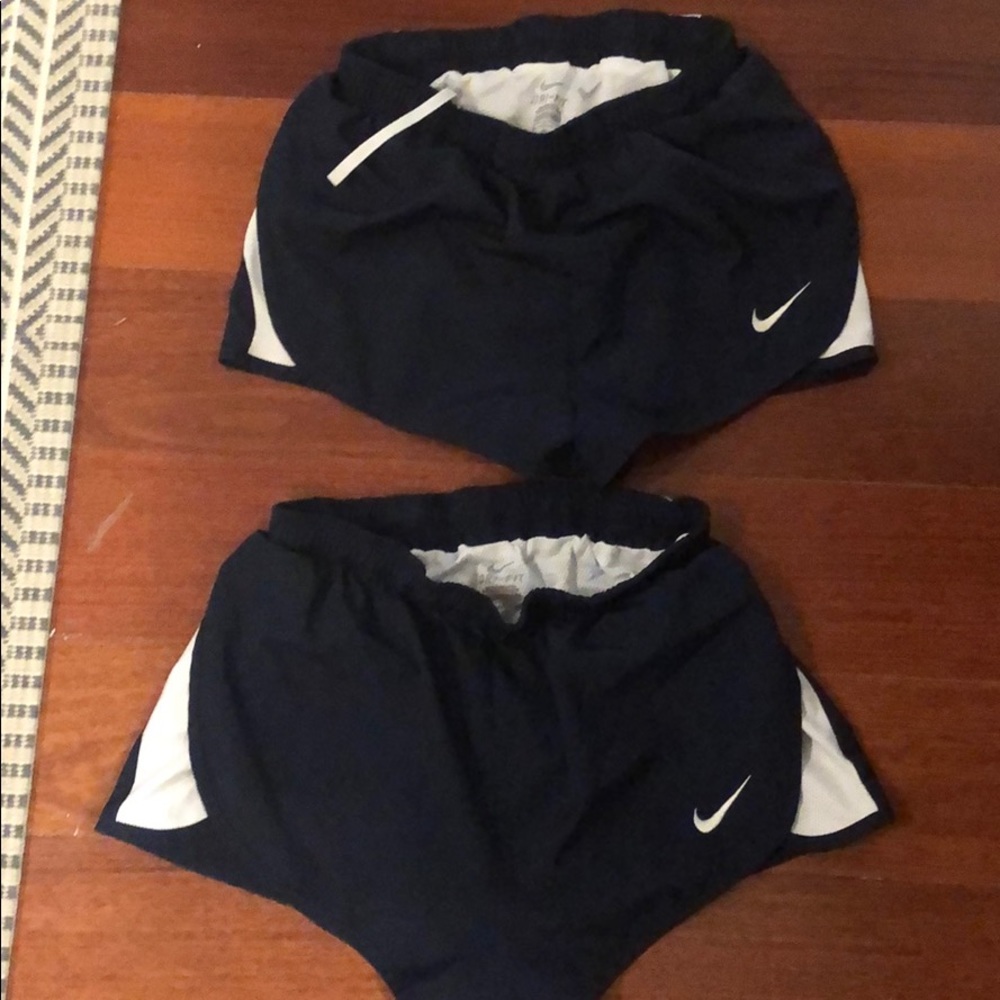 2 pairs of Nike Dri-Fit navy running shorts